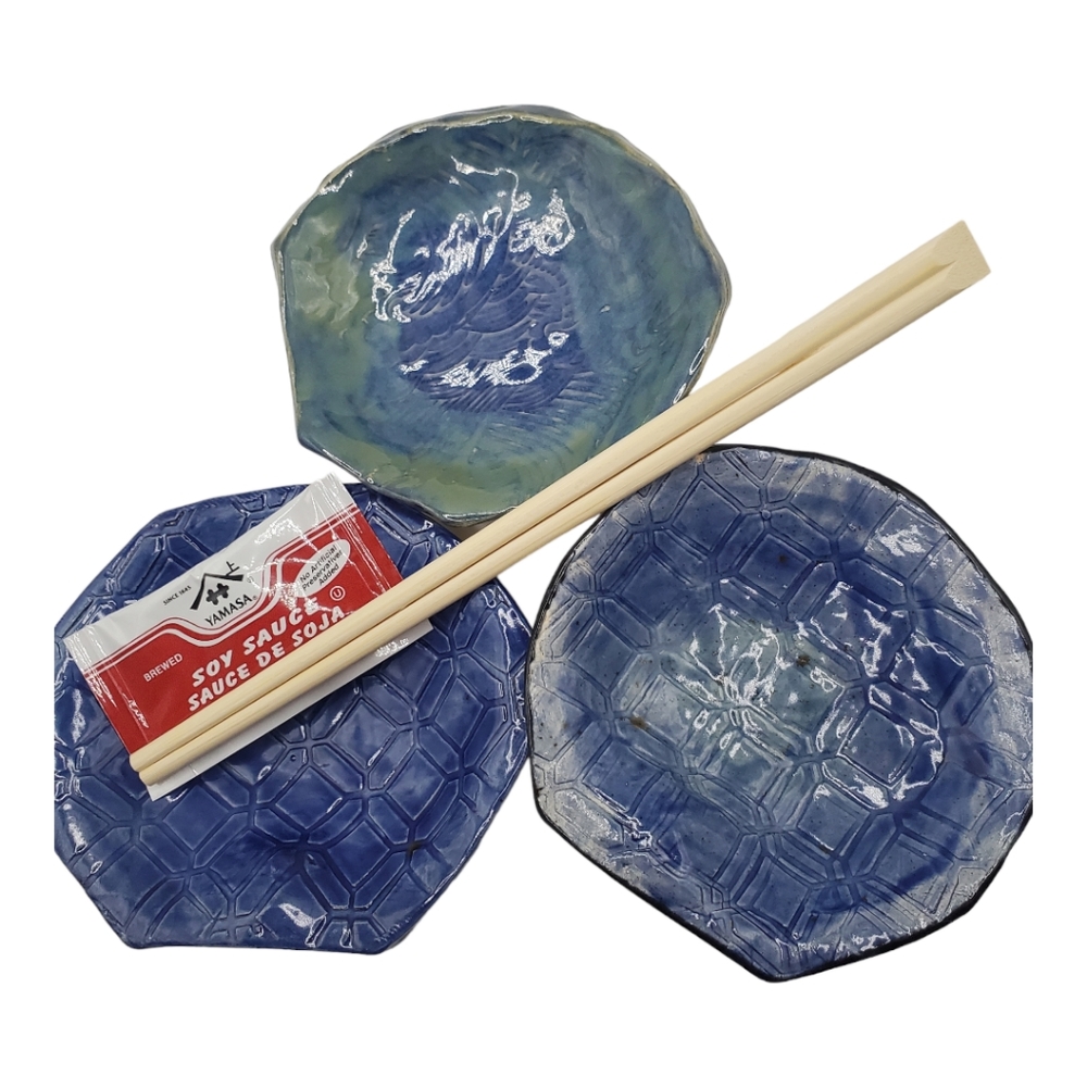 Lot 3 Sushi Wasabi Plates/Mini Catchalls. Boho chic. Gift Set or keep yourself!